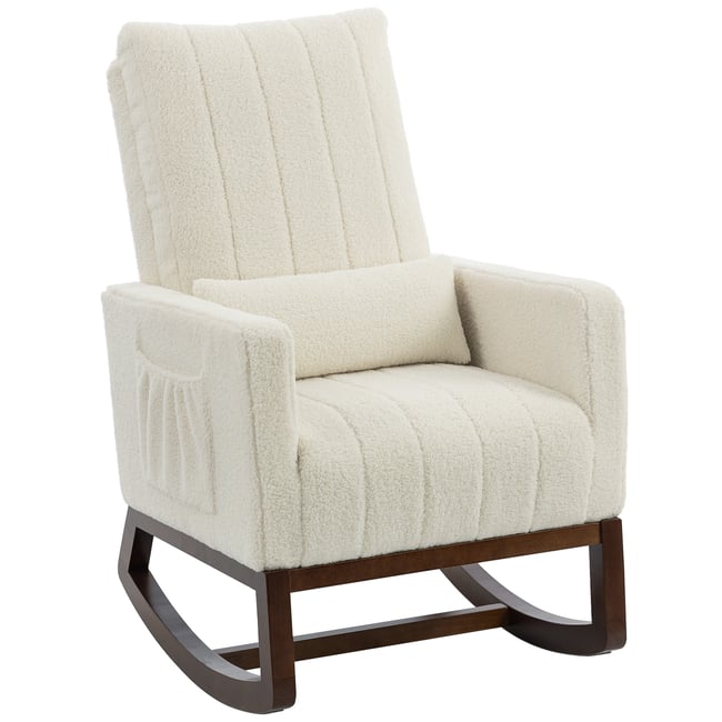 Fauteuil à bascule Flanelle Neige (100% Couleur crème, noyer <span itemprop=