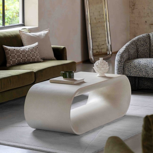 Callum Concrete Coffee Table, raw linen, ÉDITÉ