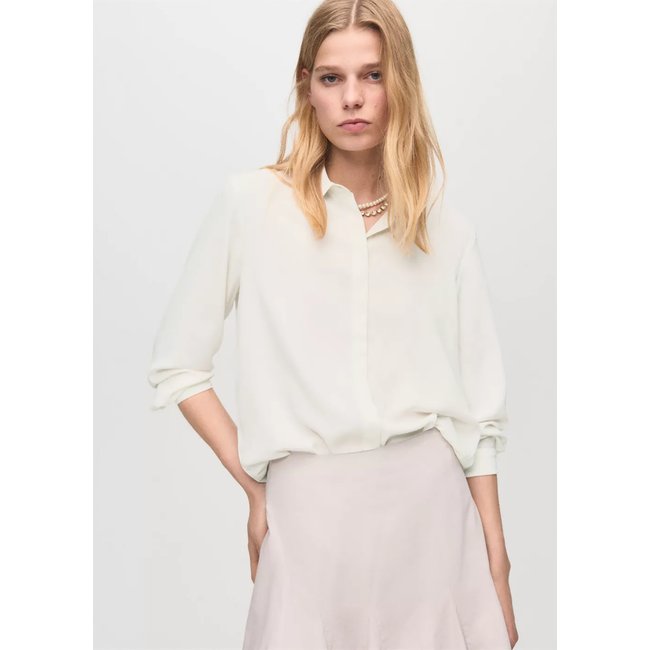 Chemise fluide avec boutons dissimulés blanc cassé <span itemprop=