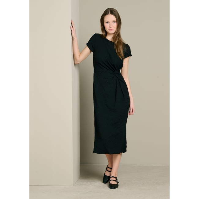 Robe maille twistée noir <span itemprop=
