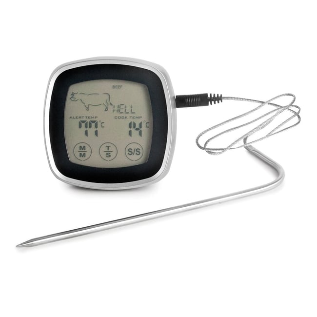 Thermomètre à viande tactile argent / métallique <span itemprop=