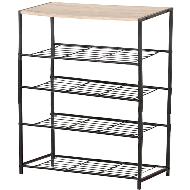 Étagère à chaussures en bois et métal noir 63x30x83cm Couleur v002237 <span itemprop=
