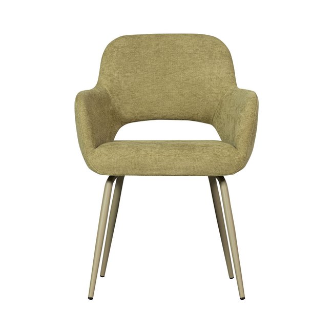 Lot de 2 fauteuils de table en tissu et métal- JENNY Couleur vert <span itemprop=