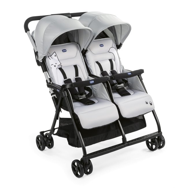 Poussette double Ohlala twin gris <span itemprop=