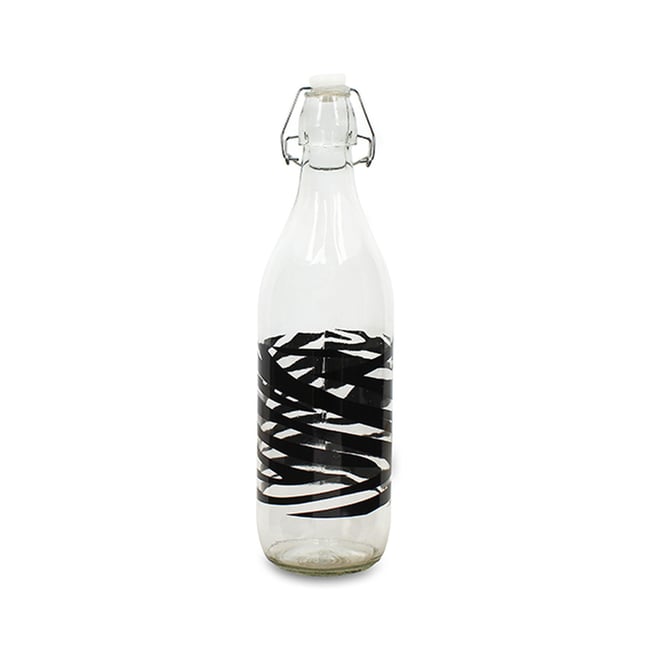 Bouteille 1 litre en verre, ZEBRE Couleur multicolore <span itemprop=