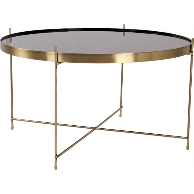 Table basse ronde en verre et métal MARCOLINO Couleur doré et verre <span itemprop=