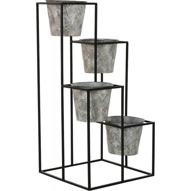 Cache-pot en métal, effet vintage, Urban Couleur gris effet usé et patiné <span itemprop=
