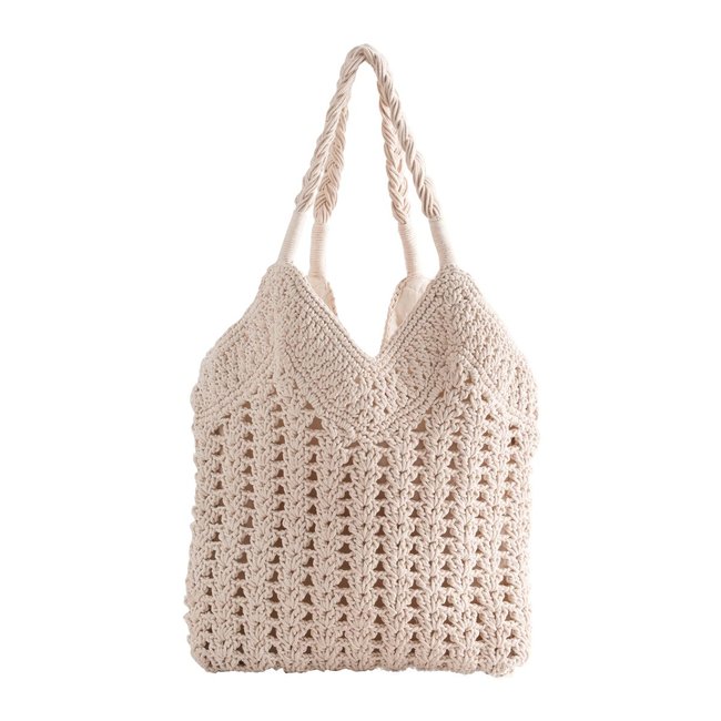 Sac porté épaule style macramé naturel <span itemprop=