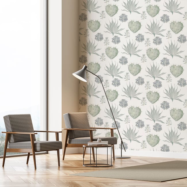 Papier peint coeurs et succulentes Couleur intissé <span itemprop=