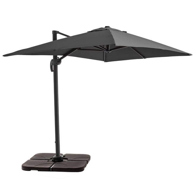 Parasol déporté inclinable rotatif et 4 dalles remplissable, AMALYA - OVIALA