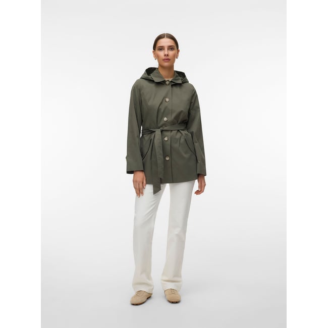 Manteau mi-long boutonné verte - kalamata 1 <span itemprop=