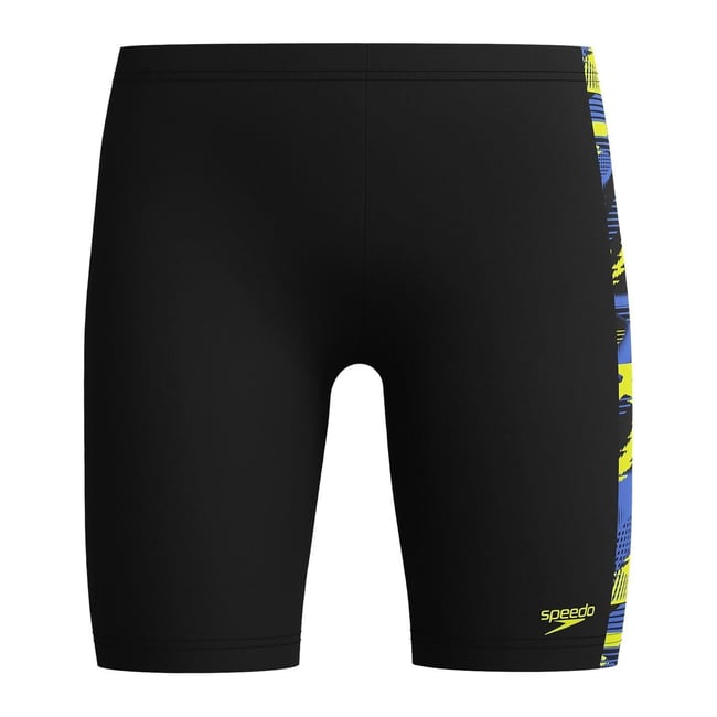 Jammer de natation motif/style détail contrasté jaune imprimé <span itemprop=