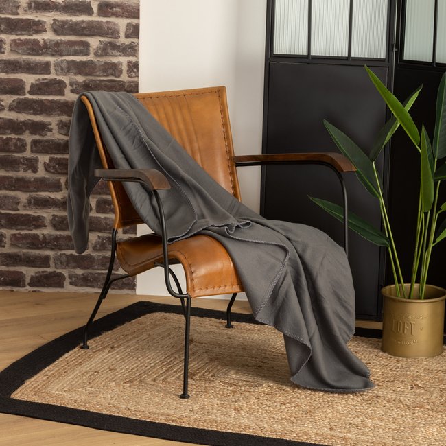 Plaid polaire gris foncé <span itemprop=