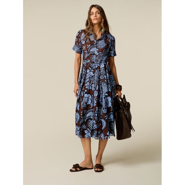Robe chemisier fantaisie marron <span itemprop=