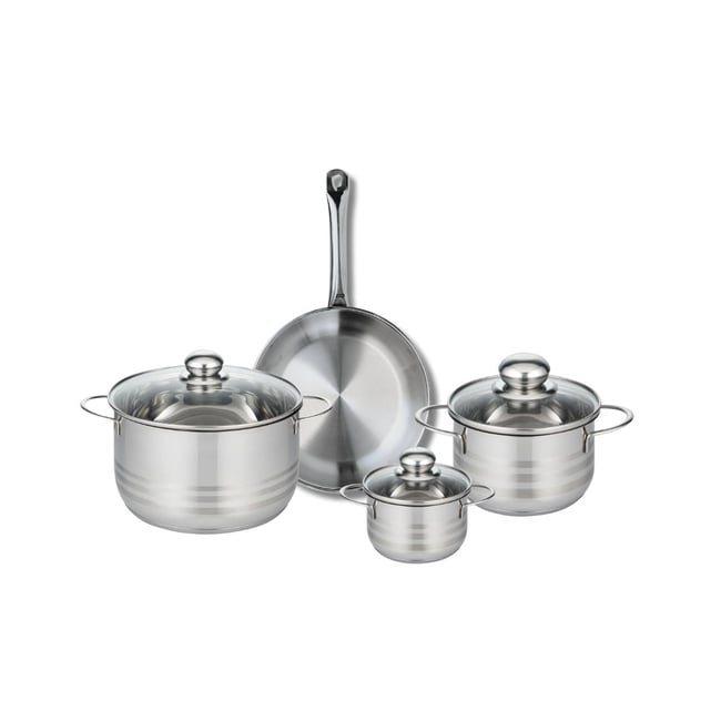 Batterie 1 poêle 24cm + 3 faitouts 12/16/20cm PROFI BRILLANT gris <span itemprop=