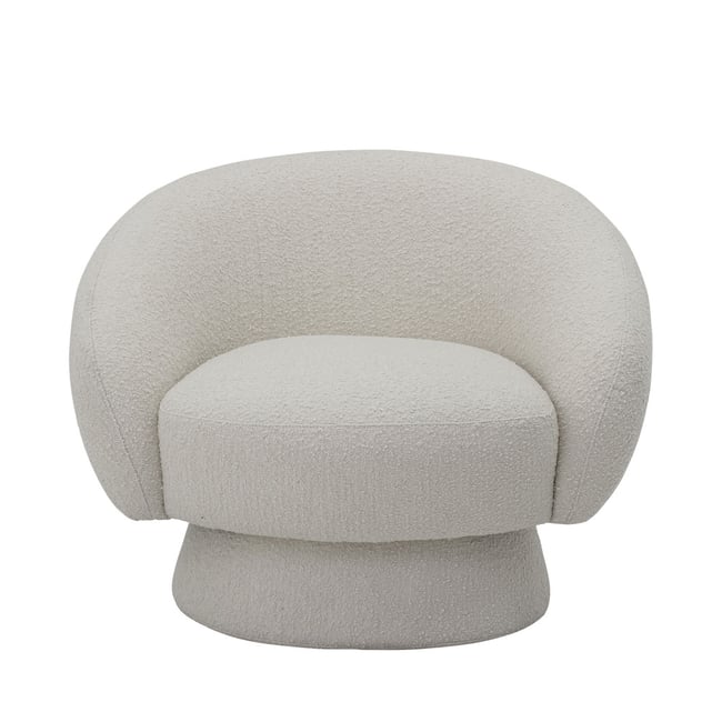 Fauteuil lounge en tissu bouclette  - TED Couleur blanc ivoire <span itemprop=
