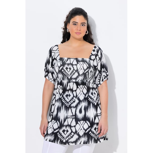 Blouse smockée, silhouette en A évasée noir <span itemprop=