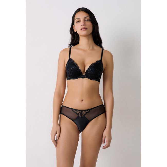 Hipster en tulle brodé SUSPENSE noir <span itemprop=