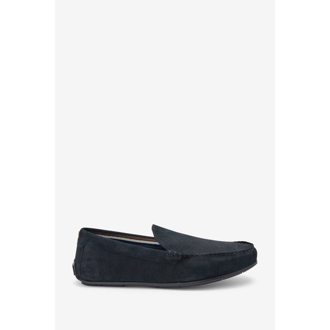 Chaussures de conduite en cuir bleu marine <span itemprop=