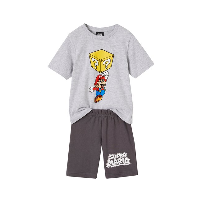 Pyjashort bicolore Super Mario® gris chiné/anthracite <span itemprop=