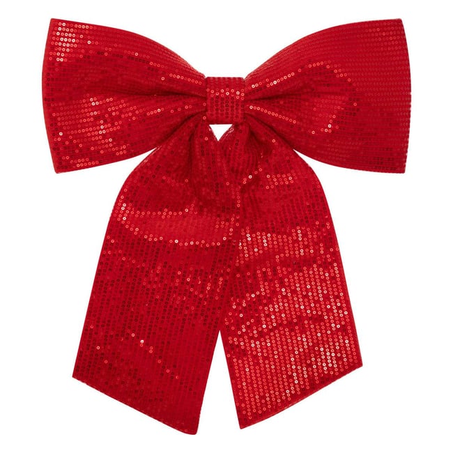 Nœud déco sequins 39 x 47 cm rouge Couleur rouge <span itemprop=