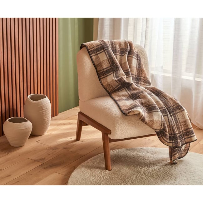Plaid AUTOMNE beige lin <span itemprop=
