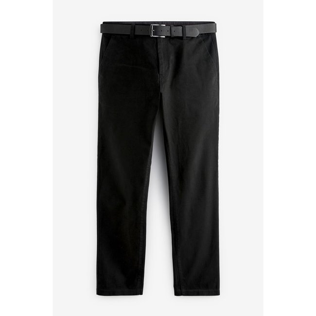 Pantalon chino slim doux avec ceinture noir <span itemprop=