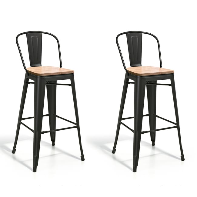Lot de 2 tabourets de bar hauts, MEET Couleur graphite-chêne <span itemprop=