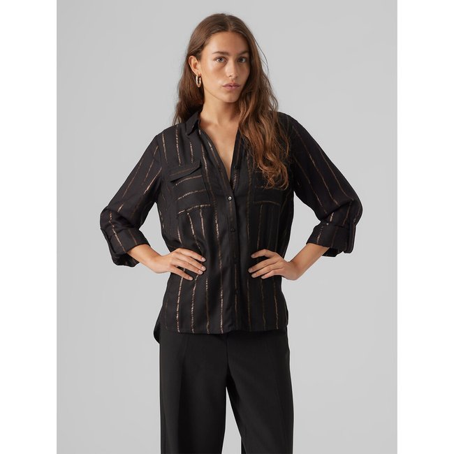 Блузка в тонкую полоску черный в полоску VERO MODA
