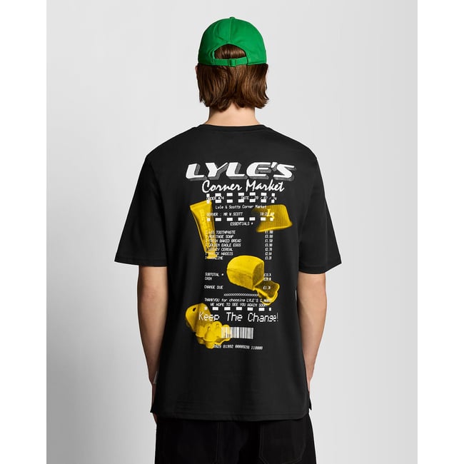 T-shirt imprimé dos graphique noir jais <span itemprop=