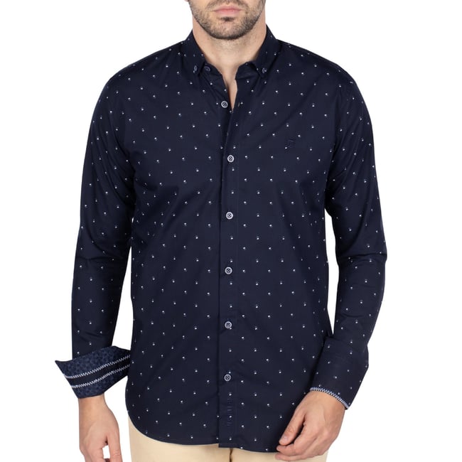 Chemise motifs à fleurs navy <span itemprop=