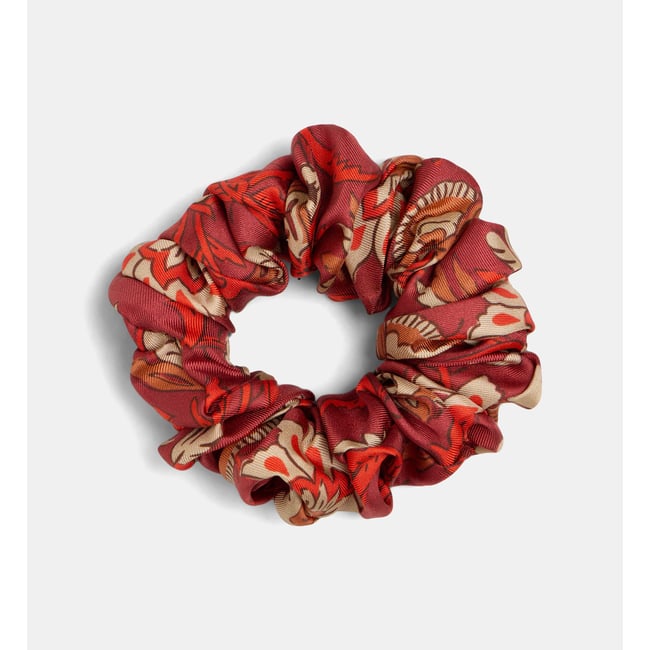 Chouchou lolita c en soie motif floral bordeaux <span itemprop=