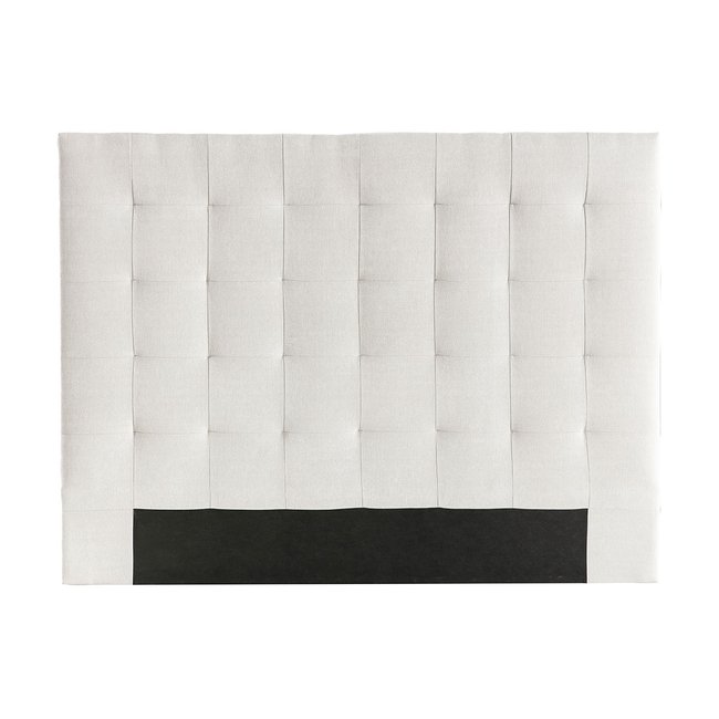Tête de lit capitonnée en tissu velours taupe L140 cm HALCIONA Couleur naturel <span itemprop=