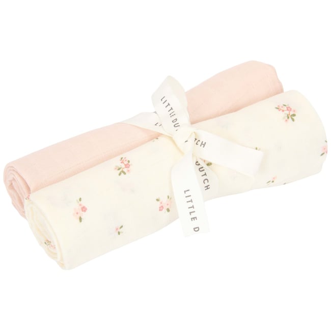 Set de 2 langes blanc, rose <span itemprop=