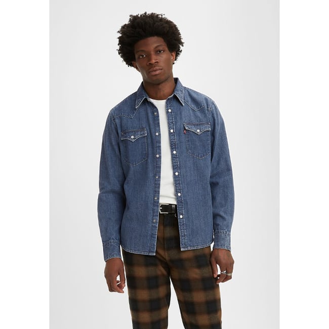Camisa vaquera Barstow Western indigo stonewash <span itemprop=