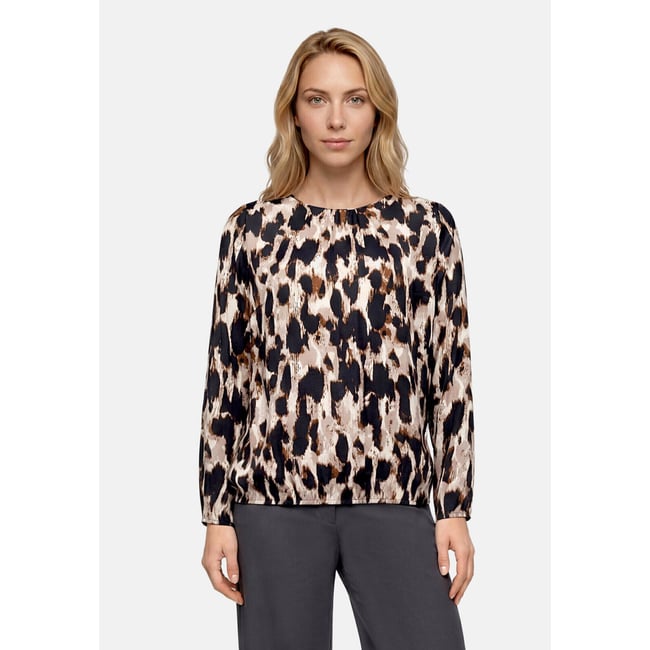 Tunique à manches longues beige/noir <span itemprop=