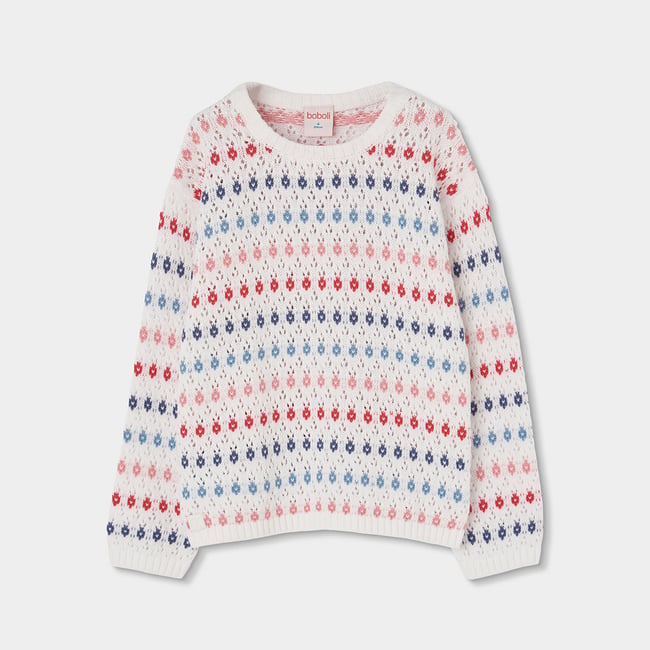 Pull fille coton blanc <span itemprop=