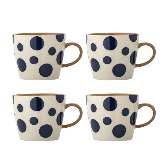 Mugs grès à pois  Miri set de 4 Couleur bleu <span itemprop=