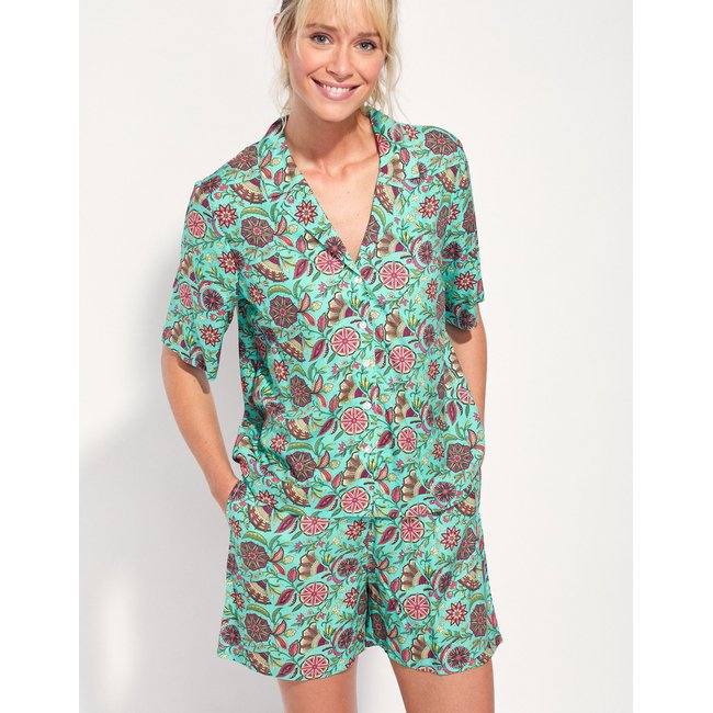 Chemise pyjama fluide Ecovero KINNAUR bleu turquoise <span itemprop=