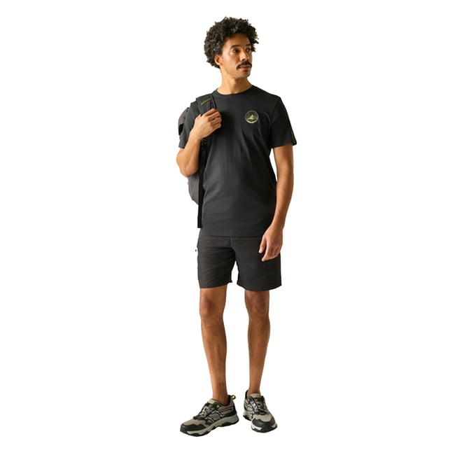 T-shirt motif/style montagne dans cercle BREEZED gris cendre <span itemprop=