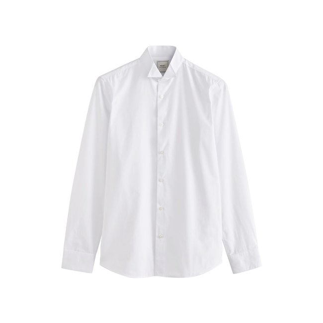 Chemise Coupe Skinny À Manches Longues blanc <span itemprop=