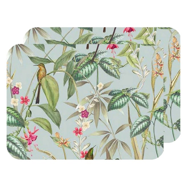 Lot de 2 sets de table motifs tropical BARBARA multicolore <span itemprop=