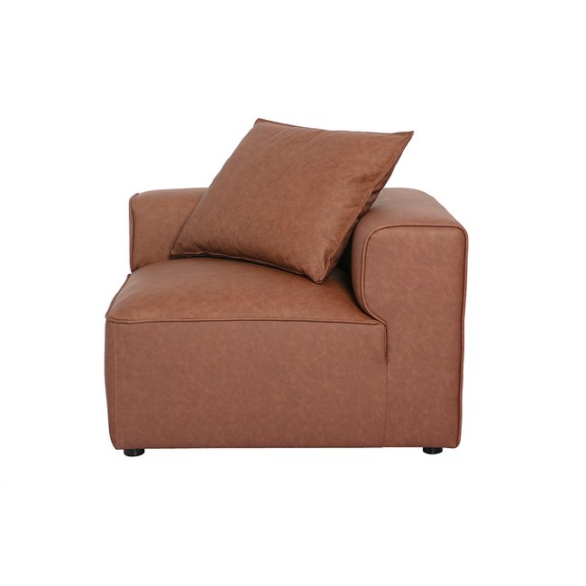 Module d'angle droit pour canapé en cuir marron FERGUS Couleur marron <span itemprop=