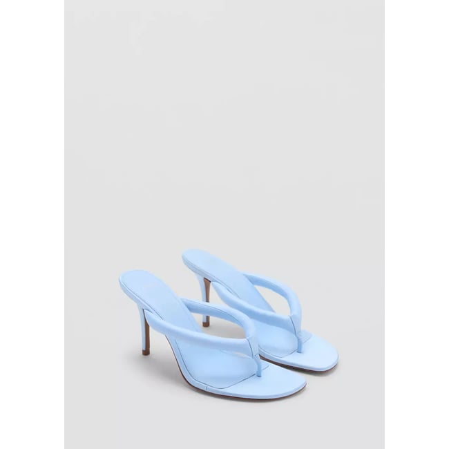 Sandales à talon aiguille à brides matelassées bleu <span itemprop=