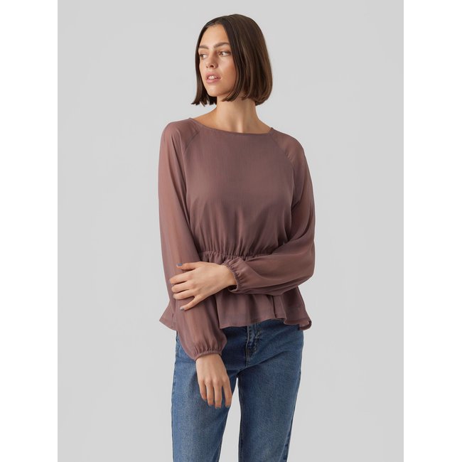 Top peplum VERO MODA rose taupe <span itemprop=