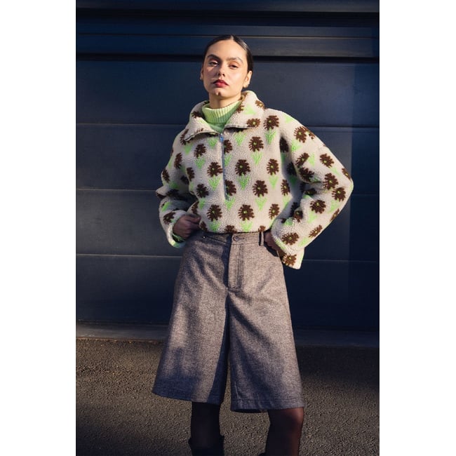 Bermuda en tweed, taille haute marron <span itemprop=