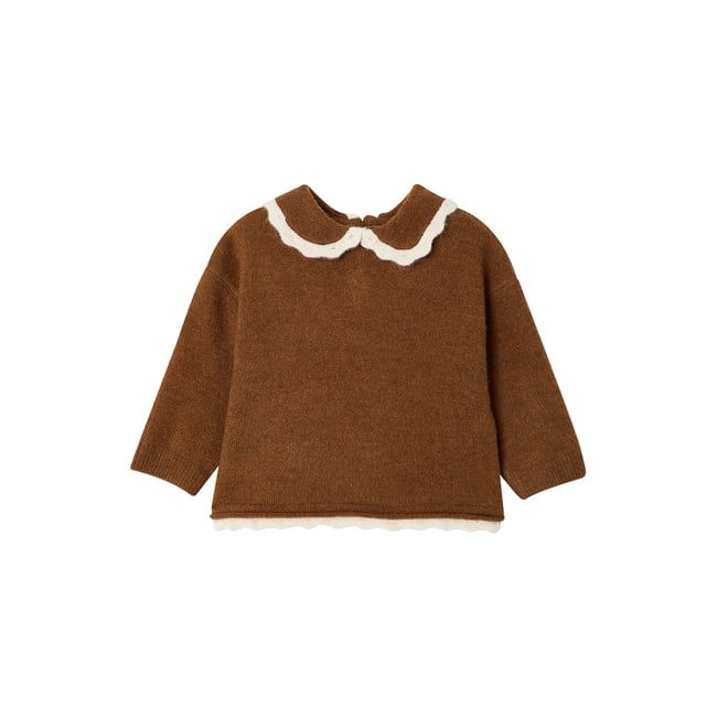 Pull col claudine marron <span itemprop=