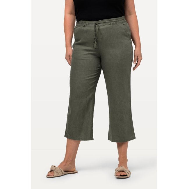 Pantalon en lin 7/8 à taille élastique. - ULLA POPKEN