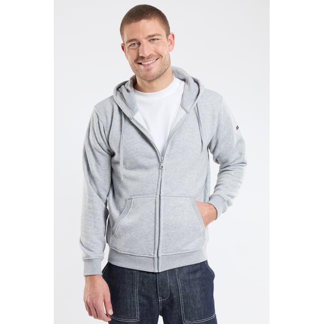 Sweat zippé mixte gris chiné <span itemprop=