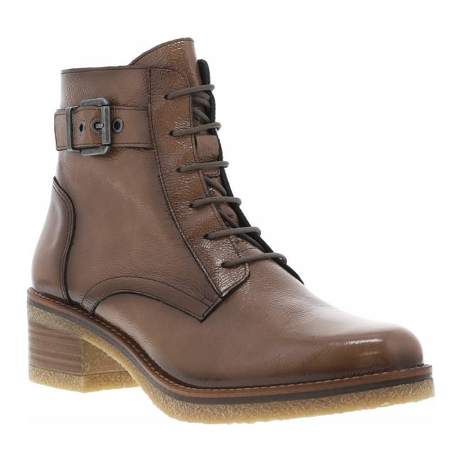 Boots en cuir taupe à semelle à talon décroché haut avec deux fermetures taupe <span itemprop=